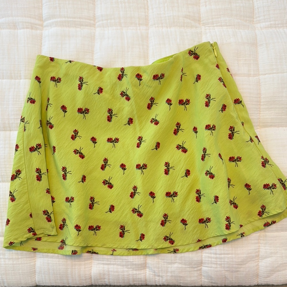 Urban Outfitters Yellow and Green A-Line Mini Skirt